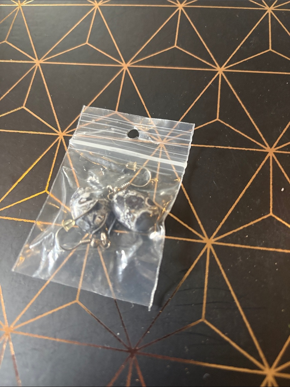 Silver and Black Heart Drop Earrings - Unbranded
